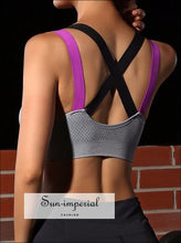 Sports Bra full Cup Breathable top Shockproof Cross back Push up Workout for Women Gym Running active wear, activewear, sports bra, sporty 