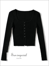 Square Neck Button-Through Crop Cardigan - Sun Imperial (photo 1)