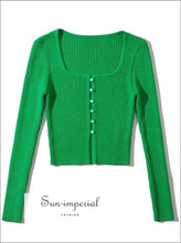 Square Neck Button-Through Crop Cardigan - Sun Imperial (photo 2)