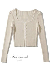 Square Neck Button-Through Crop Cardigan - Sun Imperial (photo 3)