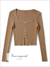 Square Neck Button-Through Crop Cardigan - Sun Imperial (photo 4)