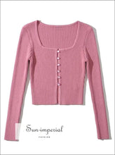 Square Neck Button-Through Crop Cardigan - Sun Imperial (photo 5)