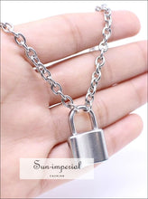 Stainless Steel Silver Color Padlock Pendant Necklaces Chain Lock Necklaces Collar