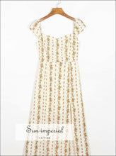 Striped Floral Midi Dress with Sweetheart Neckline - Sun Imperial (photo 1)
