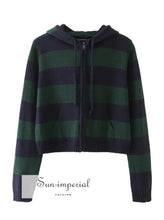 Striped Knit Hoodie Cardigan with Zip - Sun Imperial (photo 1)