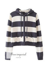 Striped Knit Hoodie Cardigan with Zip - Sun Imperial (photo 2)