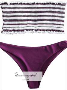 Striped Tube top Bikini Low Waist Swimwear Swimsuit