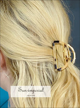 Gold Plated Stylish Outlined Hair Claw Sun-Imperial United States