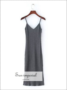 Summer brief Style Cotton side Vent full Dress Slip Dresses Exy Bodycon Dress Midi Cami Dress with