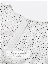 Summer White Dot Vintage Square Collar Ruffle Decor Midi Dress collar, dot, dot print, dress, High quality dress SUN-IMPERIAL United States