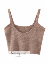 Sun-Imperial Sun-imperial 1 Set Spring Korea Style Vintage Soft Brown Knitted Cardigan Tank top O Neck
