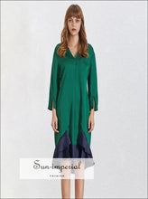 Abigail Green V-Neck Ruffle Midi Dress - Sun Imperial product photo 1
