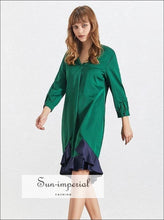 Abigail Green V-Neck Ruffle Midi Dress - Sun Imperial product photo 2
