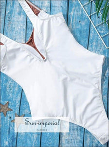 Sun-imperial Beach Semi Sheer Women Swimsuit Summer O Neck Triangle Contrast Swimwear Bathing SUN-IMPERIAL United States