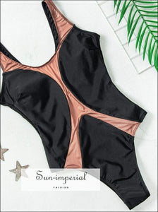 Sun-imperial Beach Semi Sheer Women Swimsuit Summer O Neck Triangle Contrast Swimwear Bathing SUN-IMPERIAL United States