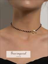 Beaded Flower Choker Necklace - Sun Imperial product photo 4