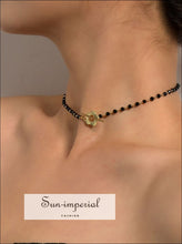 Beaded Flower Choker Necklace - Sun Imperial product photo 5