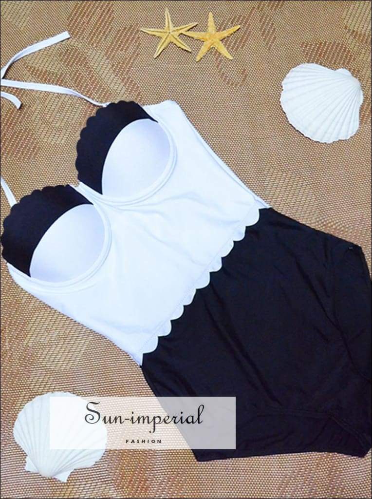 Sun-imperial Black and White Swimsuits Summer Push up High Waist Swimwear Woman Swimming Suit for women