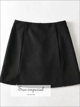 Sun-imperial Black High Waist Mini Bodycon Skirt with Double side Split Basic style, chick sexy street style SUN-IMPERIAL United States