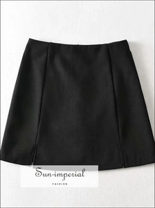 Sun-imperial Black High Waist Mini Bodycon Skirt with Double side Split Basic style, chick sexy street style SUN-IMPERIAL United States