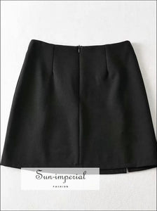 Sun-imperial Black High Waist Mini Bodycon Skirt with Double side Split Basic style, chick sexy street style SUN-IMPERIAL United States
