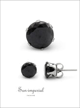 Black Round CZ Stainless Steel Stud Earrings - Sun Imperial product photo 13