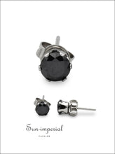 Black Round CZ Stainless Steel Stud Earrings - Sun Imperial product photo 15