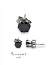 Black Round CZ Stainless Steel Stud Earrings - Sun Imperial product photo 16