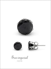 Black Round CZ Stainless Steel Stud Earrings - Sun Imperial product photo 17
