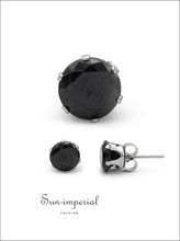 Black Round CZ Stainless Steel Stud Earrings - Sun Imperial product photo 18