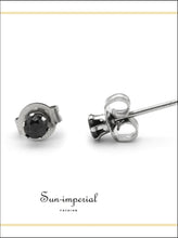 Black Round CZ Stainless Steel Stud Earrings - Sun Imperial product photo 2