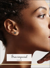 Black Round CZ Stainless Steel Stud Earrings - Sun Imperial product photo 3