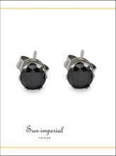 Black Round CZ Stainless Steel Stud Earrings - Sun Imperial product photo 5