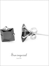 Black Square CZ Stainless Steel Stud Earrings - Sun Imperial product photo 12