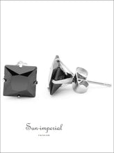 Black Square CZ Stainless Steel Stud Earrings - Sun Imperial product photo 13
