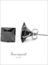 Black Square CZ Stainless Steel Stud Earrings - Sun Imperial product photo 14