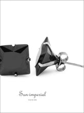 Black Square CZ Stainless Steel Stud Earrings - Sun Imperial product photo 15