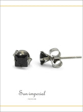 Black Square CZ Stainless Steel Stud Earrings - Sun Imperial product photo 16