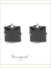 Black Square CZ Stainless Steel Stud Earrings - Sun Imperial product photo 3