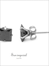 Black Square CZ Stainless Steel Stud Earrings - Sun Imperial product photo 9