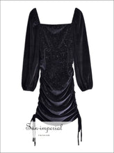Black Velvet Sequin Ruched Mini Dress - Sun Imperial product photo 1