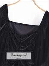 Black Velvet Sequin Ruched Mini Dress - Sun Imperial product photo 3