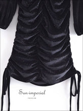 Black Velvet Sequin Ruched Mini Dress - Sun Imperial product photo 4