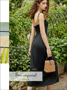 Sun-imperial Black Vintage Sheer Lace Maxi Dress Backless Tie Dye Strap SUN-IMPERIAL United States