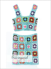Blue Crochet Crop Top and Mini Skirt Set - Sun Imperial product photo 1