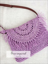 Braided Paper Rope Crossbody Bag with Tassels - Sun Imperial product photo 1