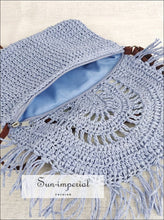 Braided Paper Rope Crossbody Bag with Tassels - Sun Imperial product photo 3