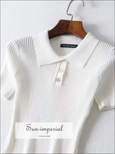 Sun-imperial Button front Polo Neck Ribbed Knitted Bodysuit High Street Fashion