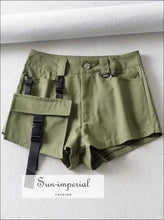 Sun-imperial Casual Cargo Shorts with Buckle and Utility Pockets detail High Street Fashion