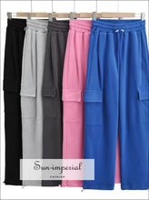 Cotton cargo jogger sweatpants with drawstring cuffs - Sun Imperial (photo 2)